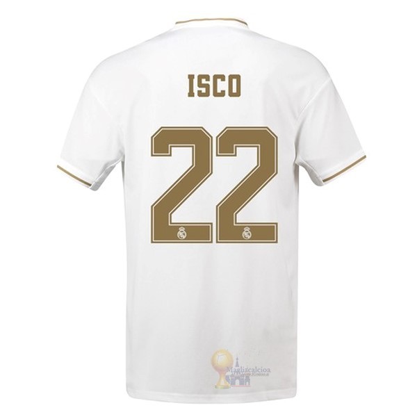 Calcio Maglie NO.22 Isco Home Maglia Real Madrid 2019 2020 Bianco