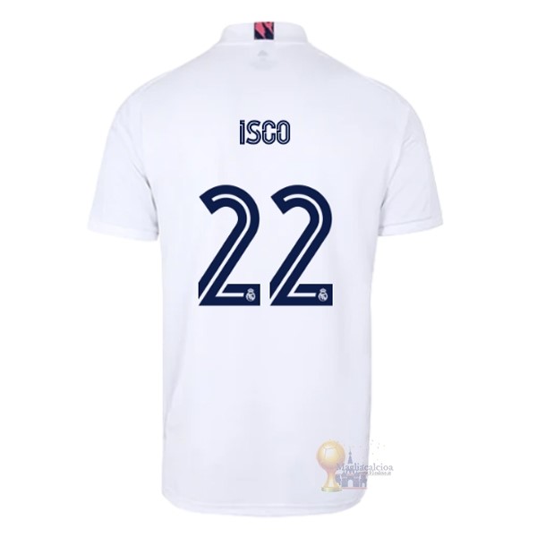 Calcio Maglie NO.22 Isco Home Maglia Real Madrid 2020 2021 Bianco