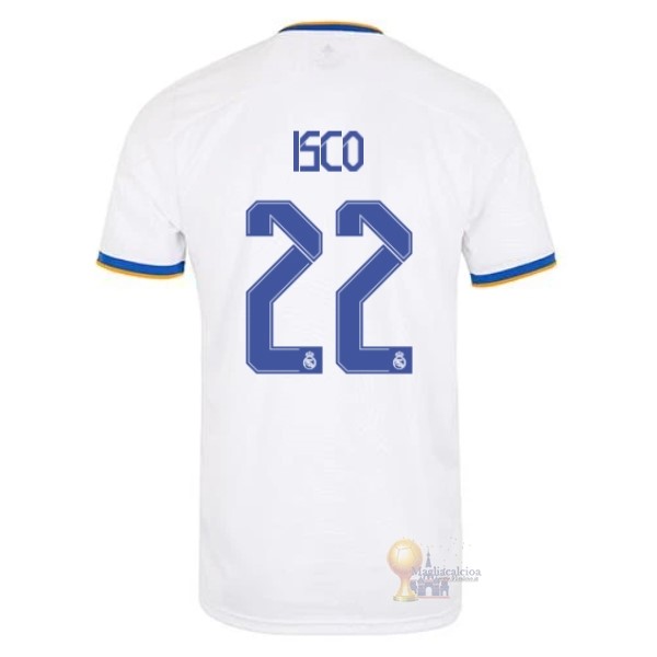 Calcio Maglie NO.22 Isco Home Maglia Real Madrid 2021 2022 Bianco