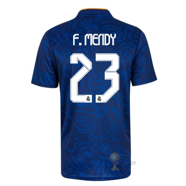 Calcio Maglie NO.23 F. Mendy Away Maglia Real Madrid 2021 2022 Blu