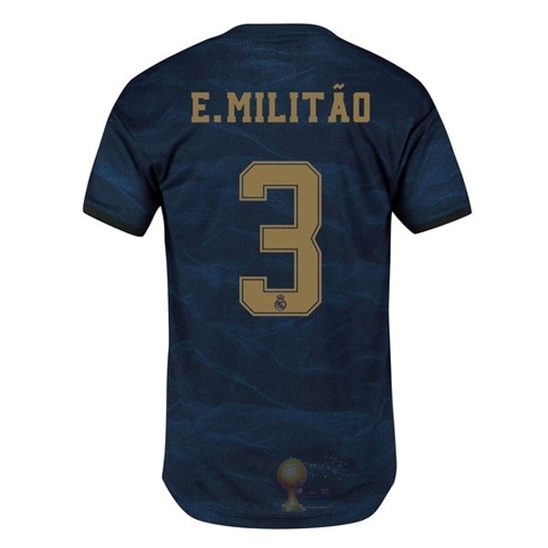 Calcio Maglie NO.3 E.Militão Away Maglia Real Madrid 2019 2020 Blu