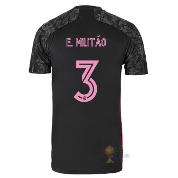 Calcio Maglie NO.3 E. Militão Terza Maglia Real Madrid 2020 2021 Nero