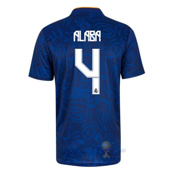 Calcio Maglie NO.4 Alaba Away Maglia Real Madrid 2021 2022 Blu