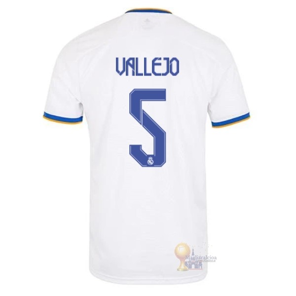Calcio Maglie NO.5 Vallejo Home Maglia Real Madrid 2021 2022 Bianco