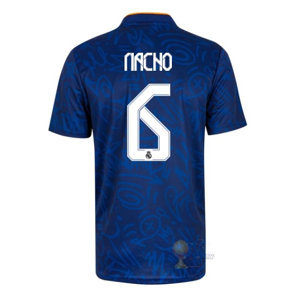Calcio Maglie NO.6 Nacho Away Maglia Real Madrid 2021 2022 Blu
