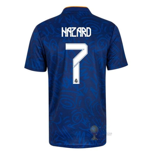 Calcio Maglie NO.7 Hazard Away Maglia Real Madrid 2021 2022 Blu