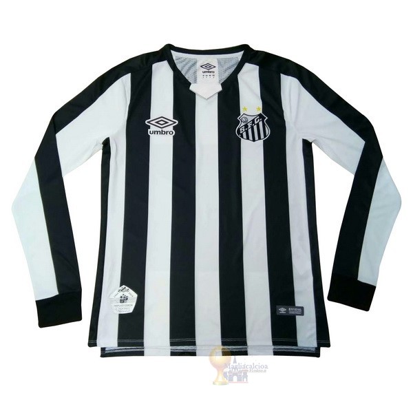 Calcio Maglie Away Manica lunga Santos 2019 2020 Nero Bianco