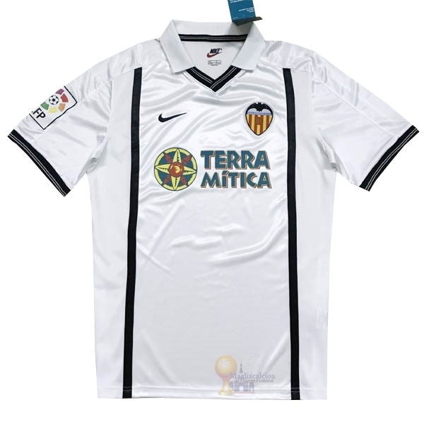 Calcio Maglie Home Maglia Valencia Retro 2000 2001 Bianco