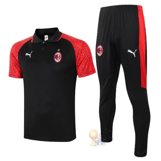 Calcio Maglie Set Completo Polo AC Milan 2020 2021 Nero Rosso