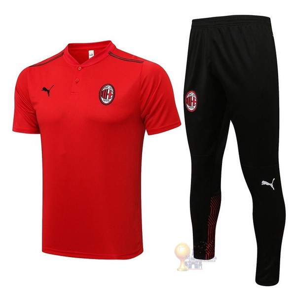 Calcio Maglie Set Completo Polo AC Milan 2021 2022 Rosso I Nero