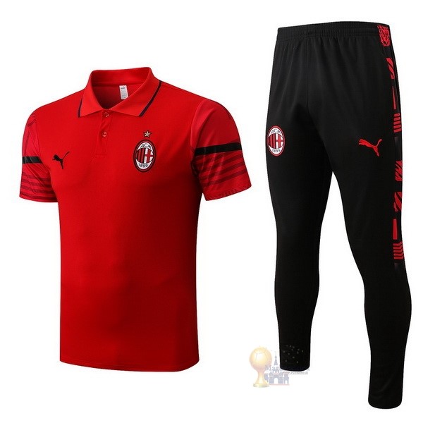 Calcio Maglie Set Completo Polo AC Milan 2022 2023 Rosso Nero
