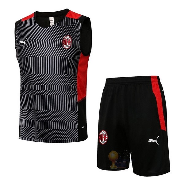 Calcio Maglie Formazione Sin Mangas Set Completo AC Milan 2021 2022 Nero Rosso
