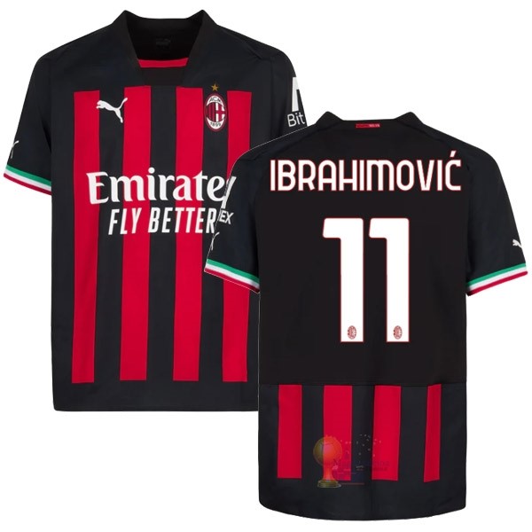 Calcio Maglie NO.11 Ibrahimović Home Maglia AC Milan 2022 2023 Rosso