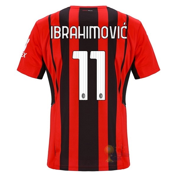 Calcio Maglie NO.11 Ibrahimovic Home Maglia AC Milan 2021 2022 Rosso