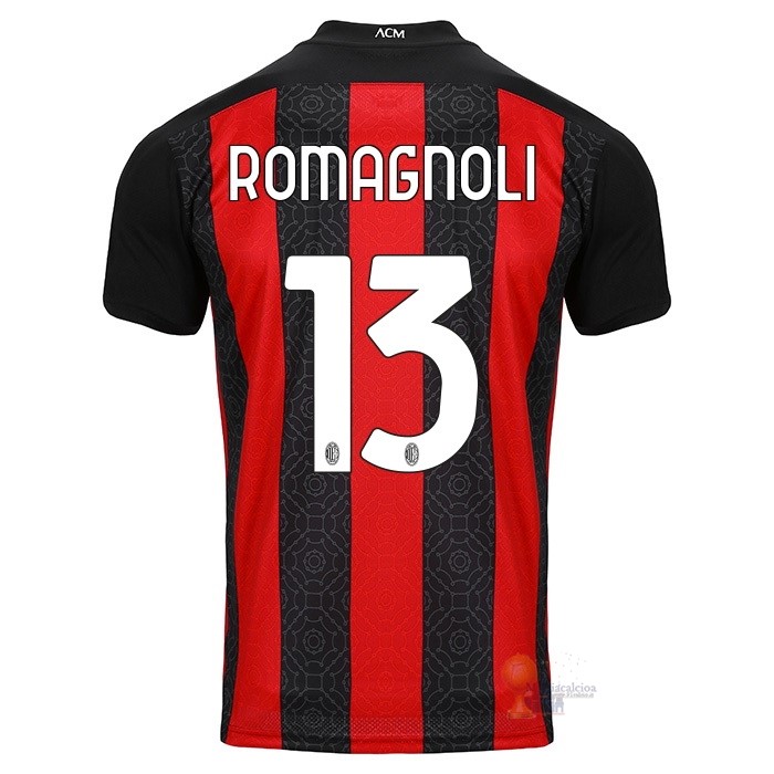 Calcio Maglie NO.13 Romagnoli Casa Camiseta AC Milan 2020 2021 Rosso