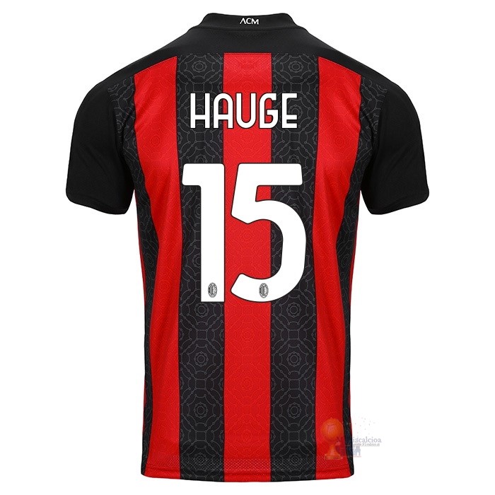 Calcio Maglie NO.15 Hauge Casa Camiseta AC Milan 2020 2021 Rosso