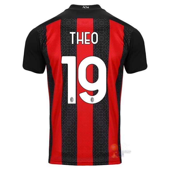 Calcio Maglie NO.19 Theo Casa Camiseta AC Milan 2020 2021 Rosso