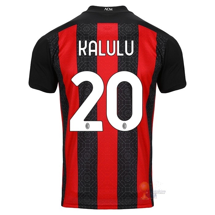 Calcio Maglie NO.20 Kalulu Casa Camiseta AC Milan 2020 2021 Rosso
