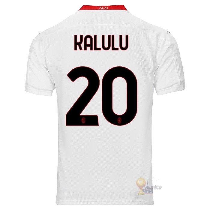 Calcio Maglie NO.20 Kalulu Segunda Camiseta AC Milan 2020 2021 Bianco