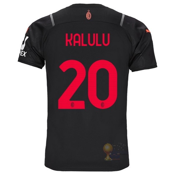 Calcio Maglie NO.20 Kalulu Terza Maglia AC Milan 2021 2022 Nero
