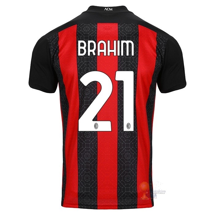 Calcio Maglie NO.21 Brahim Casa Camiseta AC Milan 2020 2021 Rosso