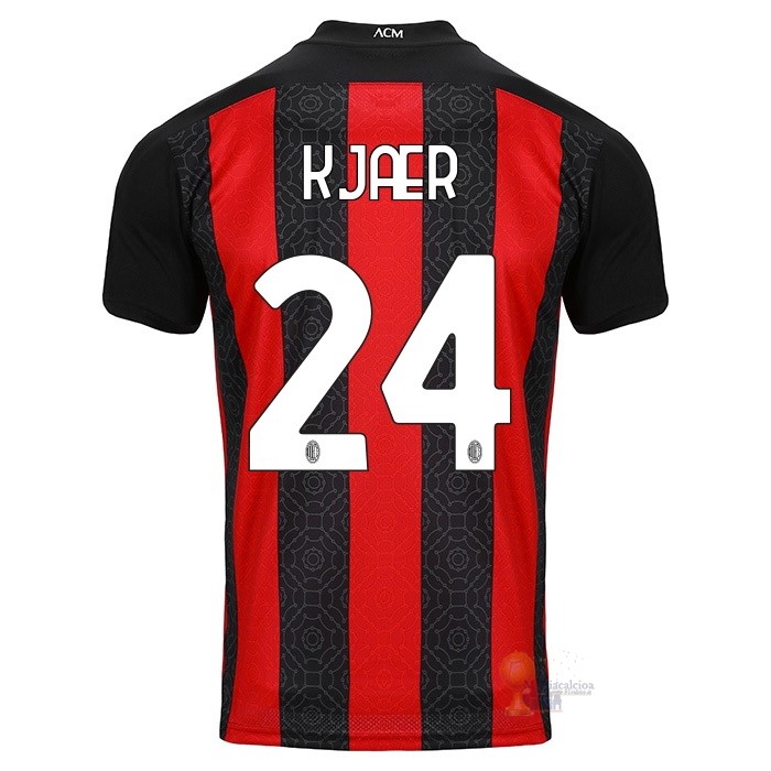Calcio Maglie NO.24 Kjaer Casa Camiseta AC Milan 2020 2021 Rosso