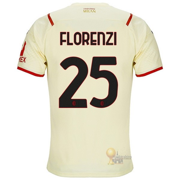 Calcio Maglie NO.25 Florenzi Away Maglia AC Milan 2021 2022 Giallo