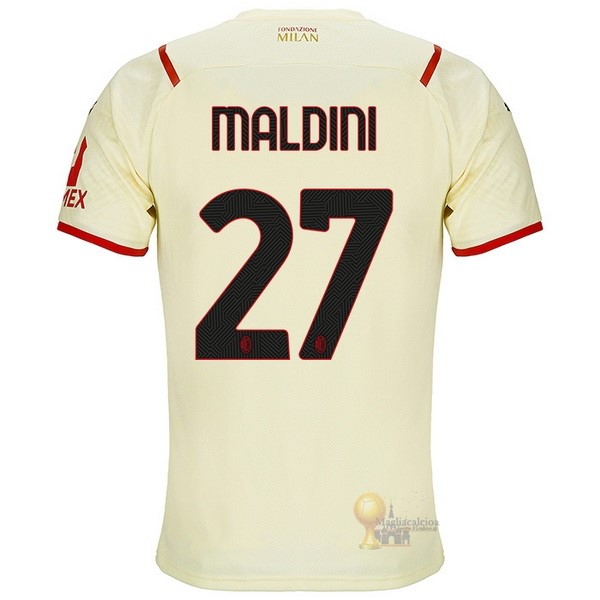 Calcio Maglie NO.27 Maldini Away Maglia AC Milan 2021 2022 Giallo
