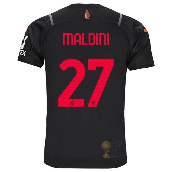 Calcio Maglie NO.27 Maldini Terza Maglia AC Milan 2021 2022 Nero