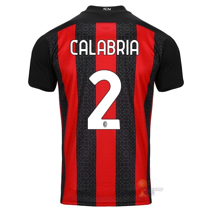 Calcio Maglie NO.2 Calabria Casa Camiseta AC Milan 2020 2021 Rosso