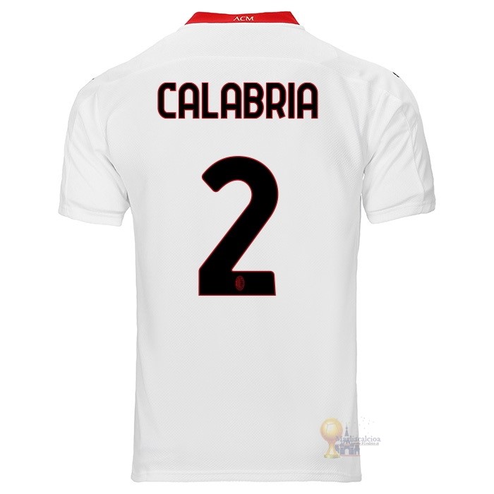 Calcio Maglie NO.2 Calabria Segunda Camiseta AC Milan 2020 2021 Bianco