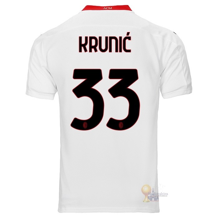 Calcio Maglie NO.33 Krunic Segunda Camiseta AC Milan 2020 2021 Bianco