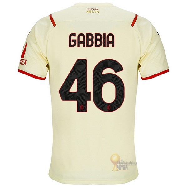 Calcio Maglie NO.46 Gabbia Away Maglia AC Milan 2021 2022 Giallo