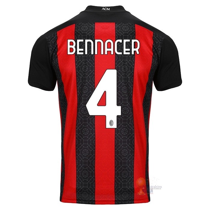 Calcio Maglie NO.4 Bennacer Casa Camiseta AC Milan 2020 2021 Rosso