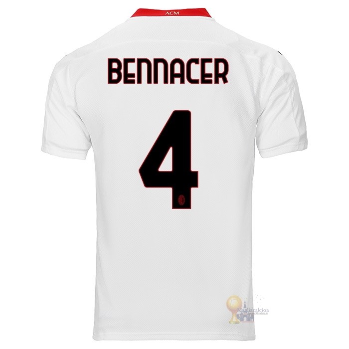 Calcio Maglie NO.4 Bennacer Segunda Camiseta AC Milan 2020 2021 Bianco