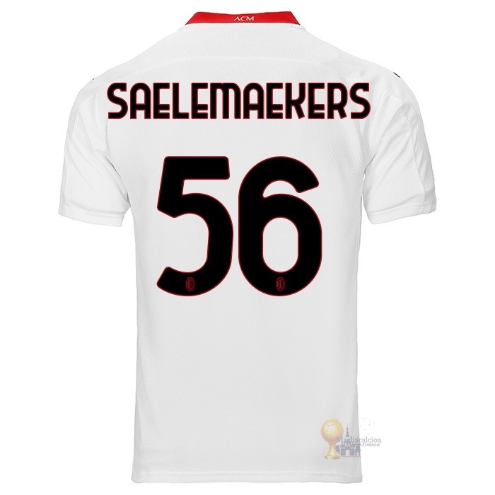 Calcio Maglie NO.56 Saelemaekers Segunda Camiseta AC Milan 2020 2021 Bianco