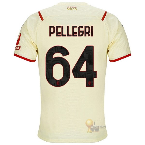 Calcio Maglie NO.64 Pellegri Away Maglia AC Milan 2021 2022 Giallo