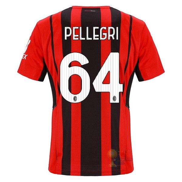 Calcio Maglie NO.64 Pellegri Home Maglia AC Milan 2021 2022 Rosso