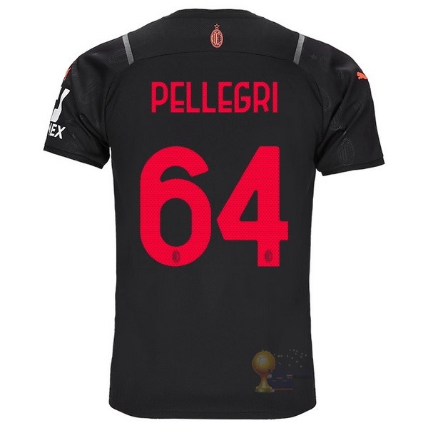 Calcio Maglie NO.64 Pellegri Terza Maglia AC Milan 2021 2022 Nero