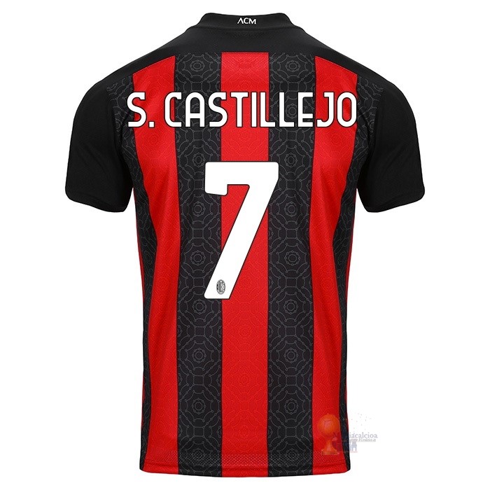 Calcio Maglie NO.7 S.Castillejo Casa Camiseta AC Milan 2020 2021 Rosso