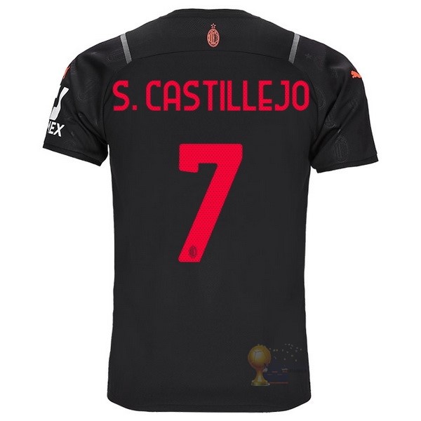 Calcio Maglie NO.7 S.Castillejo Terza Maglia AC Milan 2021 2022 Nero