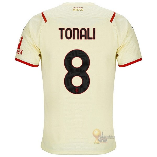 Calcio Maglie NO.8 Tonali Away Maglia AC Milan 2021 2022 Giallo
