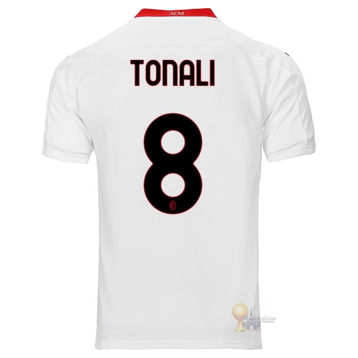 Calcio Maglie NO.8 Tonali Segunda Camiseta AC Milan 2020 2021 Bianco
