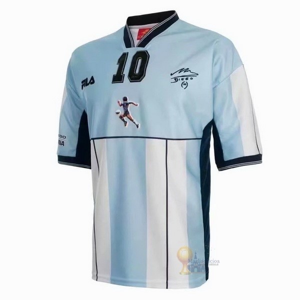 Calcio Maglie NO.10 Maradona Casa Camiseta Argentina Retro 2001 Blu