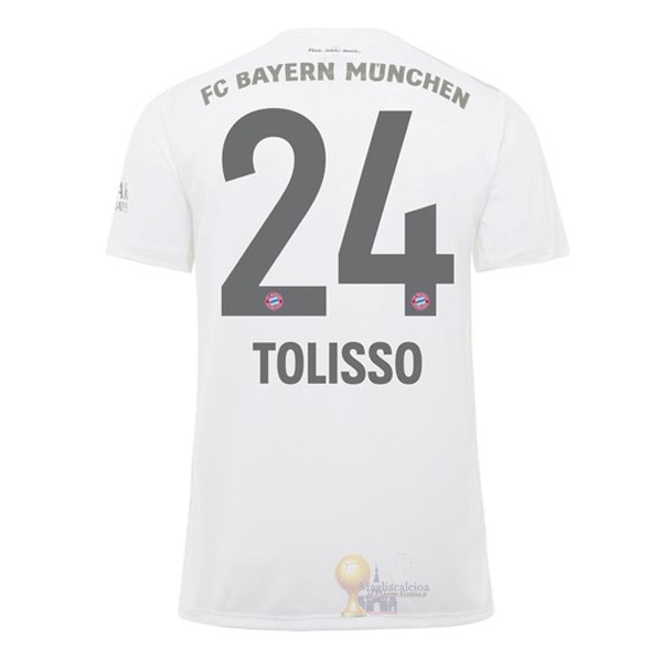 Calcio Maglie NO.24 Tolisso Away Maglia Bayern München 2019 2020 Bianco
