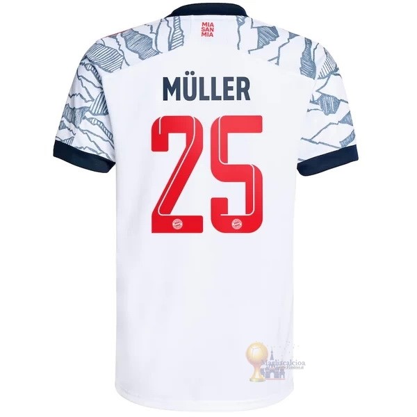 Calcio Maglie NO.25 Muller Terza Maglia Bayern München 2021 2022 Bianco