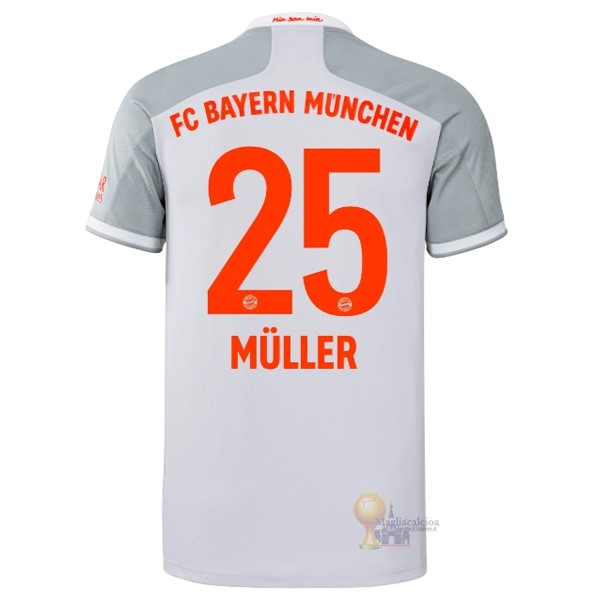 Calcio Maglie NO.25 Muller Away Maglia Bayern München 2020 2021 Bianco