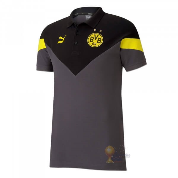 Calcio Maglie Polo Borussia Dortmund 2019 2020 Nero Grigio