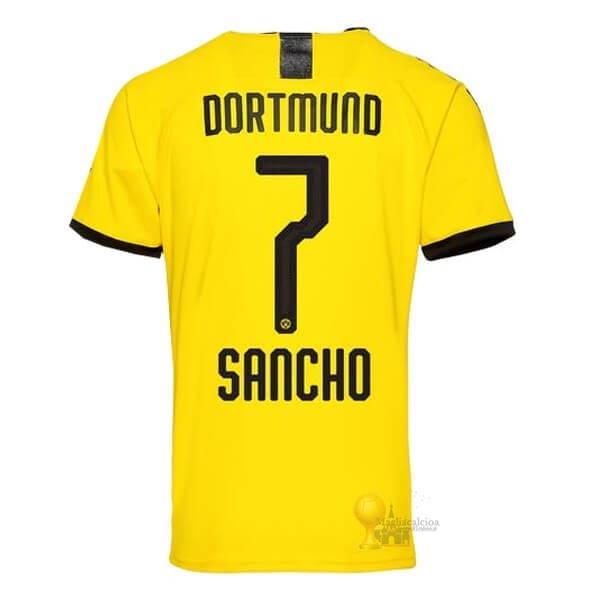 Calcio Maglie NO.7 Sancho Home Maglia Borussia Dortmund 2019 2020 Giallo