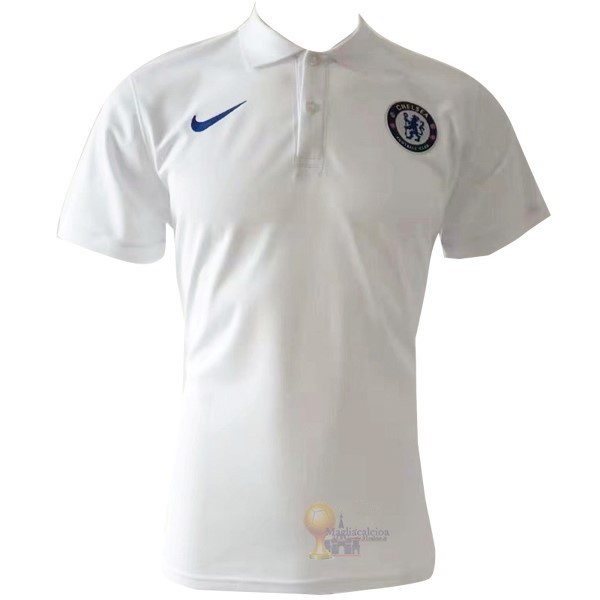 Calcio Maglie Polo Chelsea 2019 2020 Bianco Blu